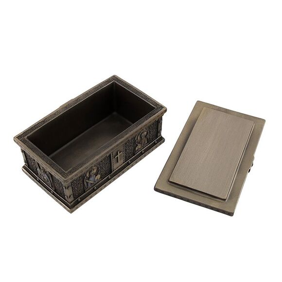 Bronzed Catholic Saints Altar Trinket Box - Picture 3 of 5